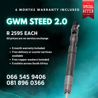 Gwm Steed 2.0 Diesel Injectors For Sale On Exchange With Warranty