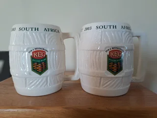 Pair of ceramic beer tankards