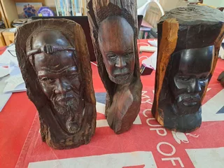 Carved wooden heads