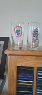 Beer glasses with German logos