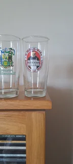 Beer glasses with German logos