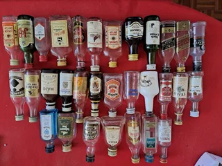 Empty miniature liquor bottles