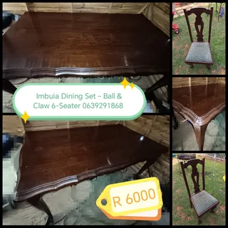Baie Imbuia Dining Set – Ball & Claw 6-SeaterElegant solid imbuia dining set