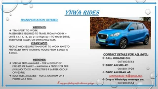 Transport Offered from Phoenix/Old phoenix to springfield Park/Intersite Avenue/Brickfield/overport