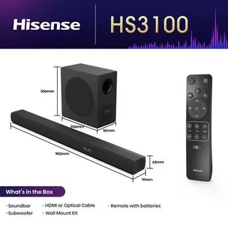 Hisense 3.1 Cuanel 480w Wireless Sub Usb Bluetooth Soundbar Brand New