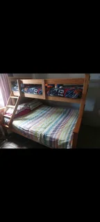 Double bunk bed with single on top. Aberdeen&#39;s solid pine wood