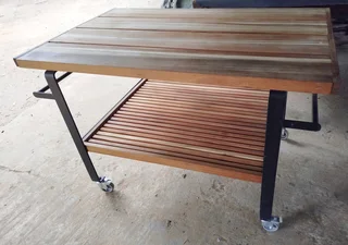 Large Solid TEAK Outdoor Braai Trolley