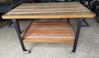 Large Solid TEAK Outdoor Braai Trolley