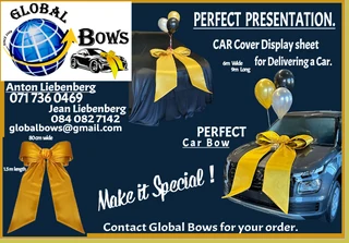 Yellow Car Bow on a Black Car Cover