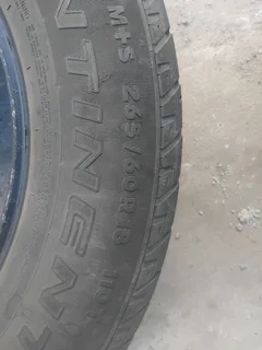 2x Continental 265/60/18 tyres in fair condition