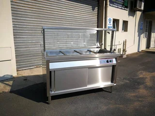 Bain Marie Cabinet Floor Standing With Curved Glass -Food Warmer