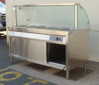 Bain Marie Cabinet Floor Standing With Curved Glass -Food Warmer