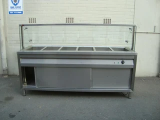 Bain Marie Cabinet Floor Standing With Curved Glass -Food Warmer