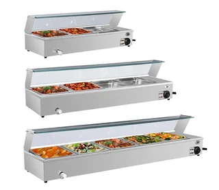 Bain Marie Cabinet Floor Standing With Curved Glass -Food Warmer