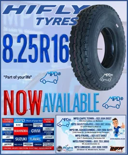 'HI FLY'-8.25R16 -Commercial tyres available Now !!!