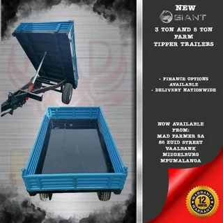 Single axle tipper trailers available for sale at Mad Farmer SA Middelburg MP.