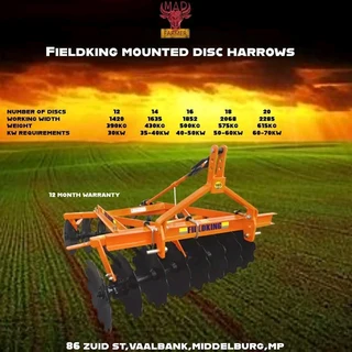 Fieldking disc harrows available for sale at Mad Farmer SA Middelburg MP.