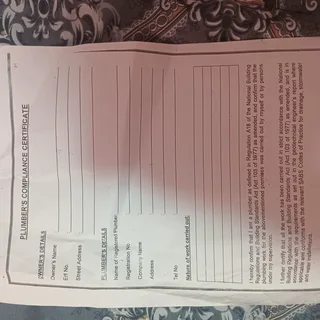 Plumbing certificate durban phoenix  0687789346