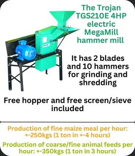Maize mill Trojan TGS 210 E 4hp electric belt driven hammer mill grinding mill suitable for you