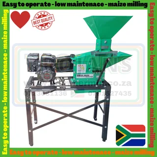 Maize mill Trojan TGS 210 P 7hp petrol belt driven hammer mill available from hammermill.co.za