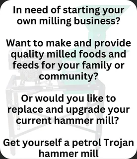 Maize mill Trojan TGS 210 P 7hp petrol belt driven hammer mill available from hammermill.co.za