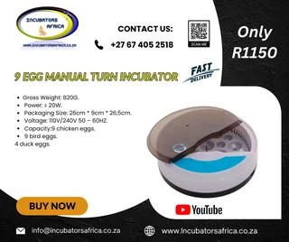 9 EGG with led lights Incubator manuel turn
