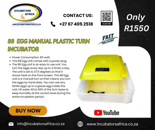 88 egg Incubator manuel turn plastic base