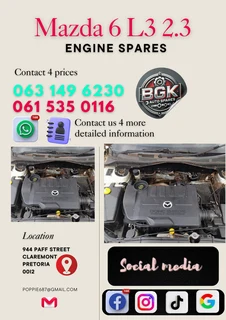 Mazda 6 L3 2.3 engine spares Call me today 0615350116