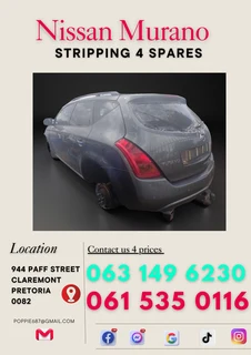 Nissan murano stripping for spares Call or Whatsapp me 0615350116