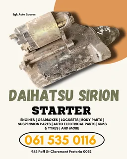 Daihatsu sirion starter Call me 061 535 0116