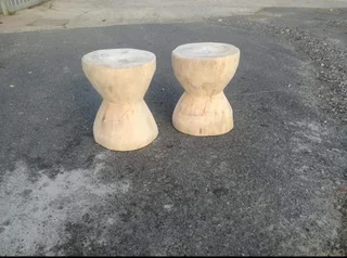 Handmade Wooden Sculptures Stools And Side Tables