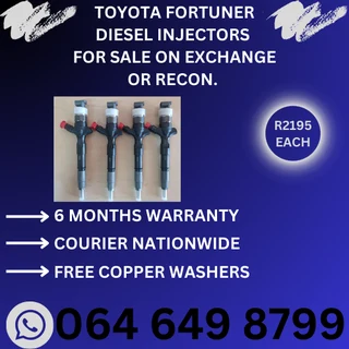 Toyota Fortuner diesel injectors for sale with 6 months warranty