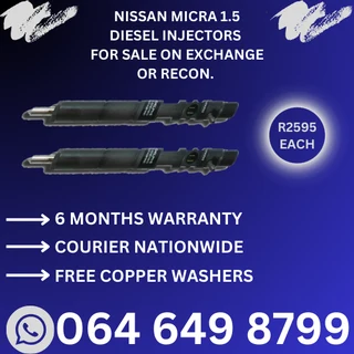 Nissan Micra 1.5 diesel injectors for sale on exchange 6 months warrant and copper washers included