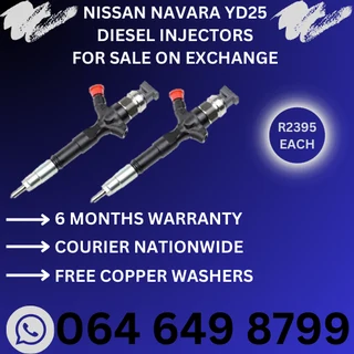 Nissan Navara YD25 diesel injectors for sale on exchange or to recon 6 months warranty included