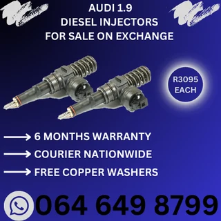 Audi 1.9diesel injectors for sale - we sell on exchange and give a 6 months warranty
