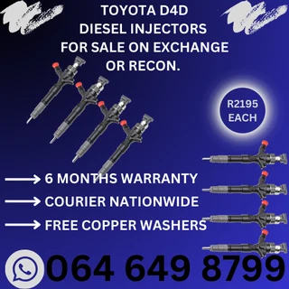 Toyota diesel injectors for sale - we sell on exchange or recon with 6 months warranty