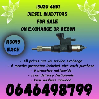 Isuzu 4HK1 diesel injectors for sale on exchange we sell on exchange or recon 6 months warranty.