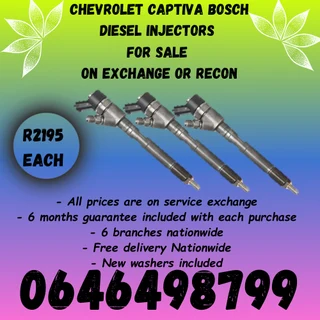 Captiva diesel injectors for sale - we sell on exchange or recon with a 6 months warranty