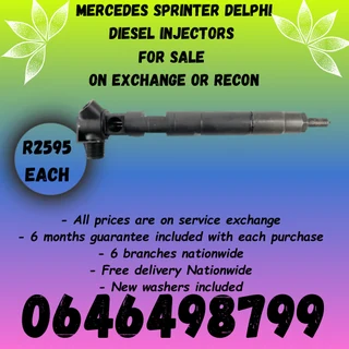 Mercedes Benz Sprinter Delphi diesel injectors for sale on exchange - 6 months warranty.