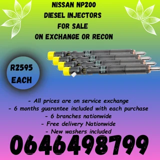 Nissan NP200 diesel injectors for sale on exchange 6 months warranty.