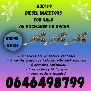 Audi 1.9 diesel injectors for sale on exchange 6 months warranty.