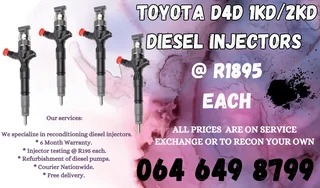 Toyota D4d 1kd/2kd Diesel Injectors For Sale With Warranty