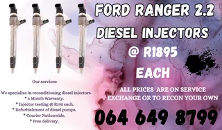 Ford Ranger 2.2 Diesel Injectors For Sale Warranty Included