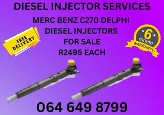 MERC BENZ C220 &amp; C270 DELPHI DIESEL INJECTORS FOR SALE WITH COPPER WASHERS AND 6 MONTHS WARRANTY
