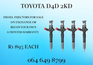 Toyota D4d 2kd Diesel Injectors For Sale On Exchange Or Recon Your Own 6 Months Warranty Included