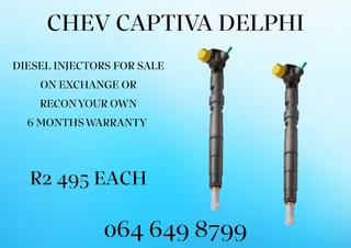 Chev Captiva Delphi Diesel Injectors With Washers For Sale On Exchange Or Recon Your Own Warranty