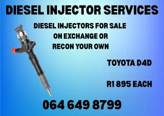 TOYOTA D4D DIESEL INJECTORS FOR SALE ON EXCHANGE OR RECON YOUR OWN