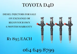 TOYOTA D4D DIESEL INJECTORS FOR SALE ON EXCHANGE OR RECON YOUR OWN