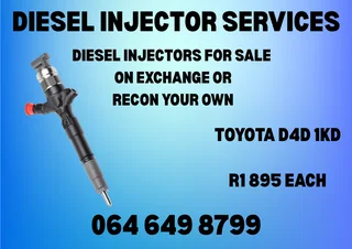 TOYOTA D4D 1KD DIESEL INJECTORS FOR SALE ON EXCHANGE OR RECON YOUR OWN COPPER WASHERS INCLUDED