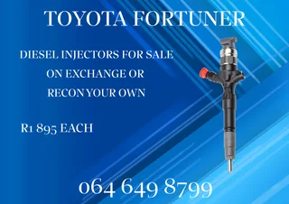 TOYOTA FORTUNER DIESEL INJECTORS FOR SALE ON EXCHANGE OR RECON YOUR OWN WASHERS AND WARRANTY INCL